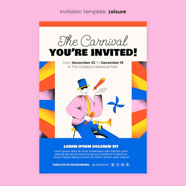 Plantilla de invitación de carnaval