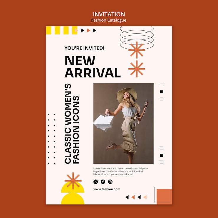 PSD gratuito plantilla de invitación para el catálogo de moda