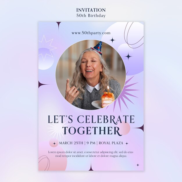 plantilla de invitación de celebración de 50 cumpleaños