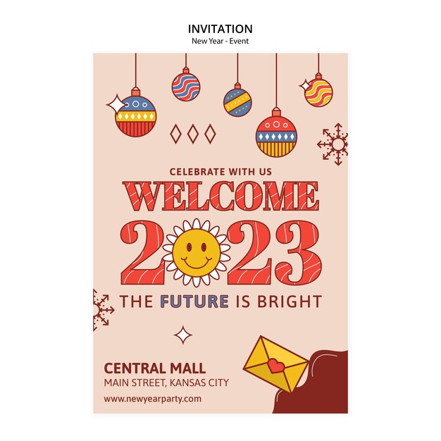 Plantilla de invitación de celebración de año nuevo