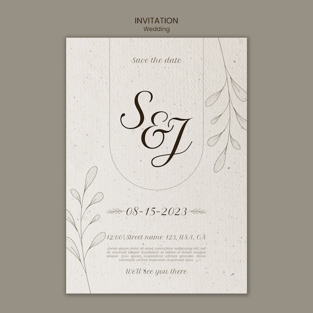 Plantilla de invitación para celebración de boda