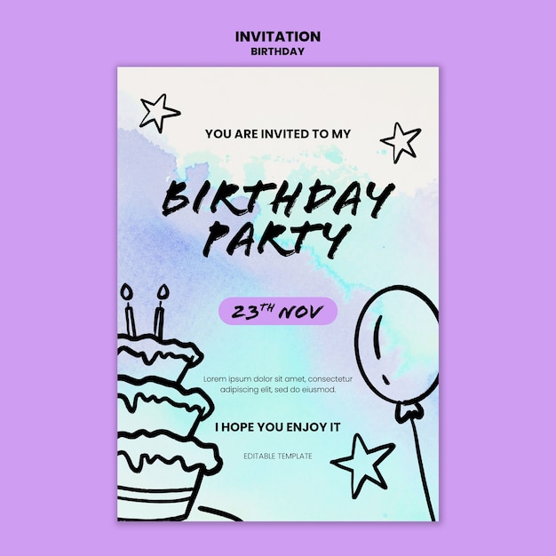 Plantilla de invitación de celebración de cumpleaños para niños