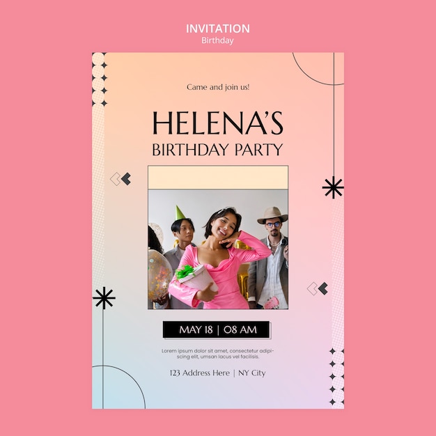Plantilla de invitación de celebración de cumpleaños