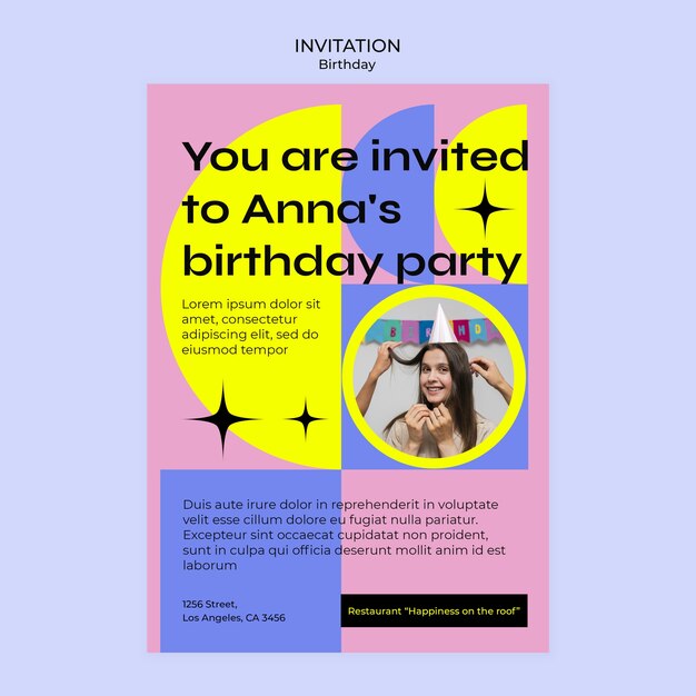 Plantilla de invitación de celebración de cumpleaños