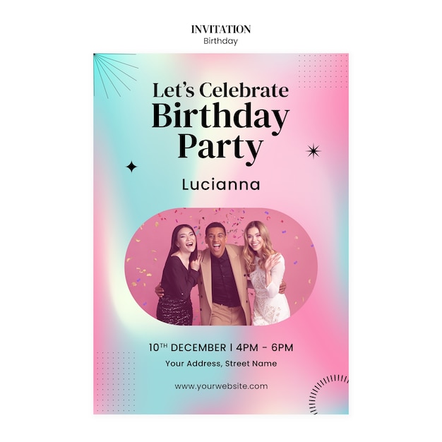 Plantilla de invitación de celebración de cumpleaños