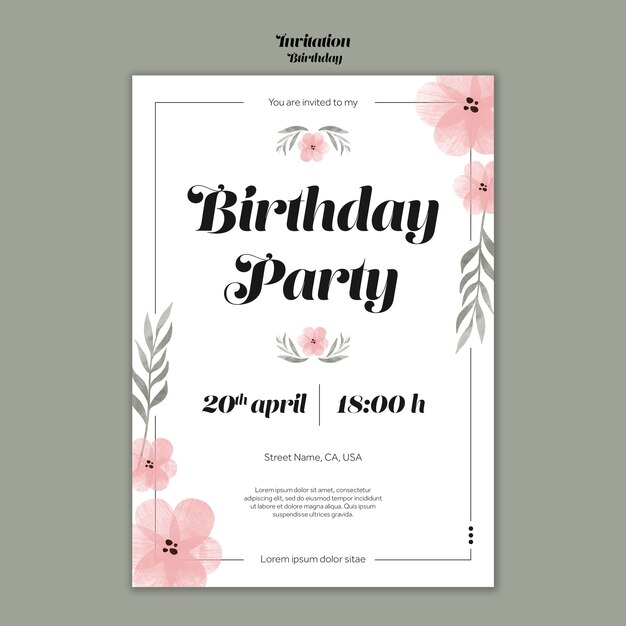 Plantilla de invitación de celebración de cumpleaños
