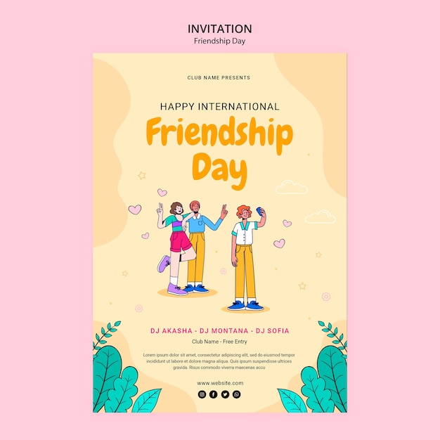 Plantilla de invitación de celebración del día de la amistad