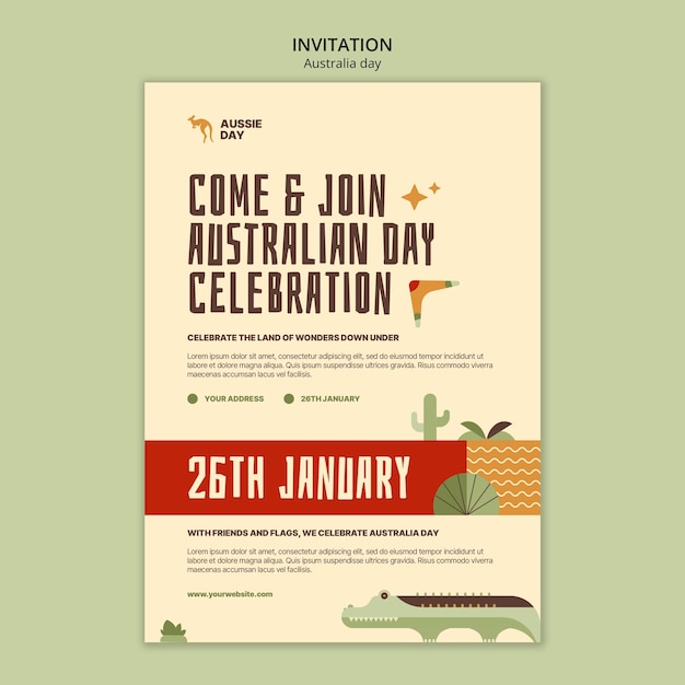 PSD gratuito plantilla de invitación para la celebración del día de australia