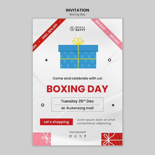 Plantilla de invitación a la celebración del día del boxeo