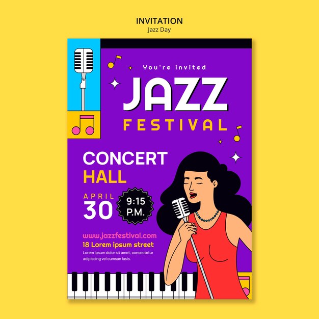 plantilla de invitación para la celebración del día del jazz.