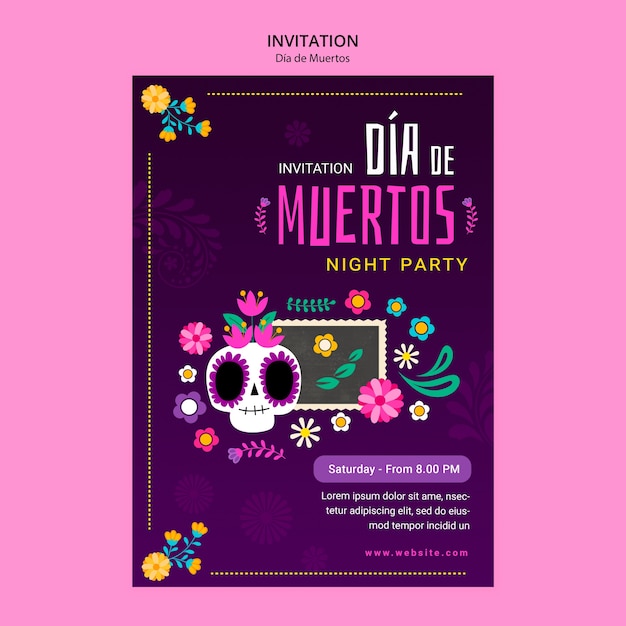 PSD gratuito plantilla de invitación para la celebración del día de los muertos