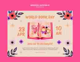 PSD gratuito plantilla de invitación para la celebración del día mundial del libro