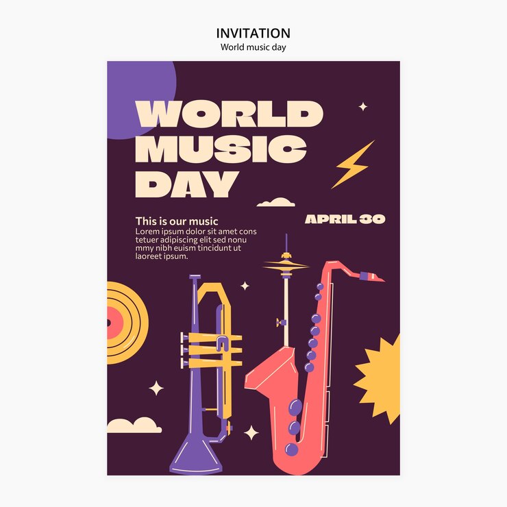 PSD gratuito plantilla de invitación de celebración del día mundial de la música