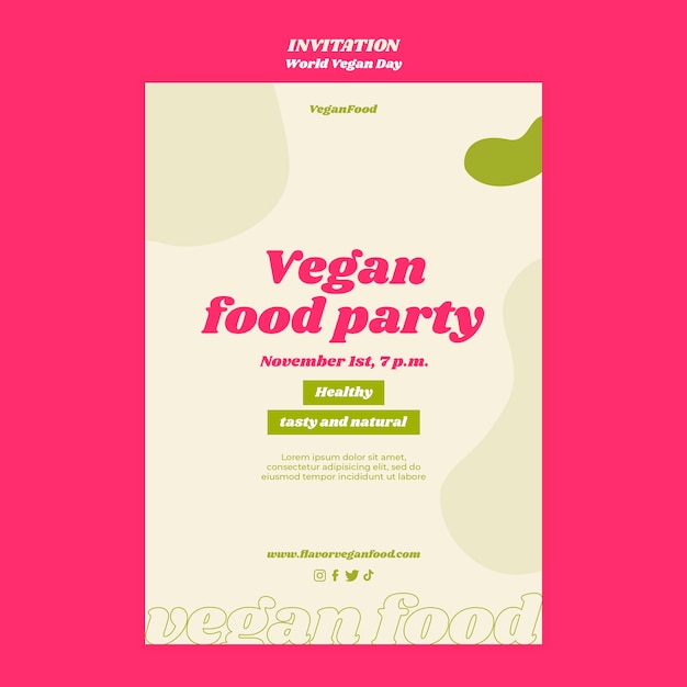 PSD gratuito plantilla de invitación de celebración del día mundial vegano