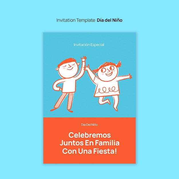 PSD gratuito plantilla de invitación para la celebración del dia del nino