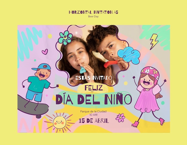 PSD gratuito plantilla de invitación para la celebración del dia del nino