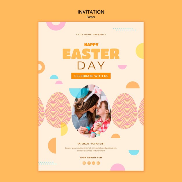 plantilla de invitación para la celebración del día de Pascua