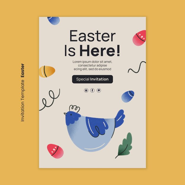 Plantilla de invitación para la celebración del día de pascua