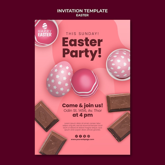 Plantilla de invitación para la celebración del día de pascua