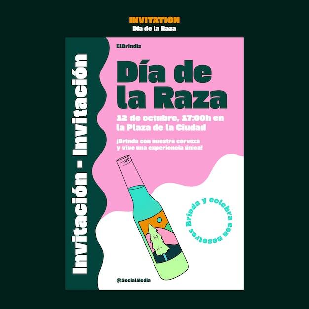 PSD gratuito plantilla de invitación para la celebración del día de la raza