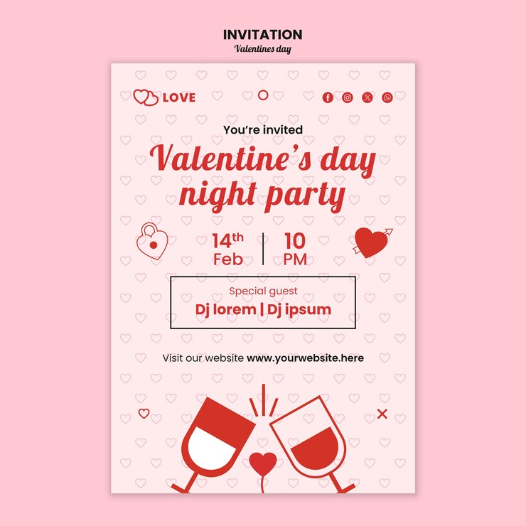 PSD gratuito plantilla de invitación para la celebración del día de san valentín
