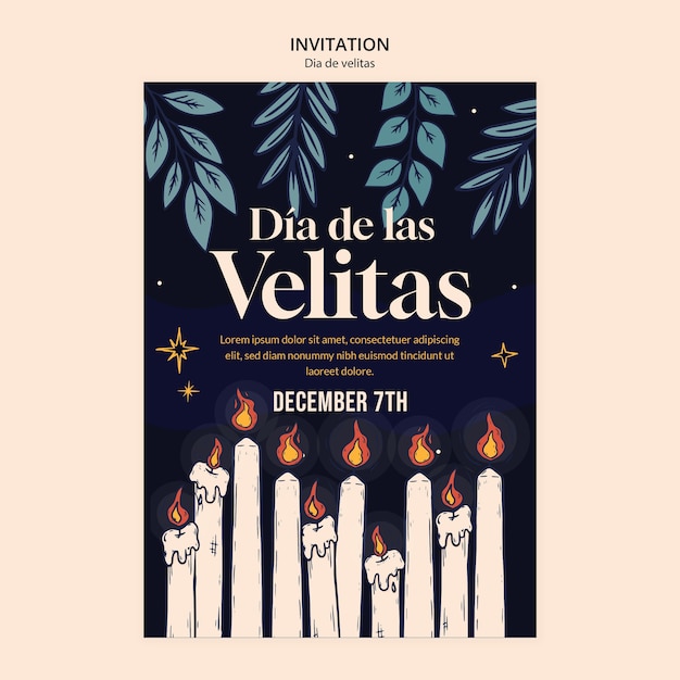 Plantilla de invitación a la celebración del día de las velitas