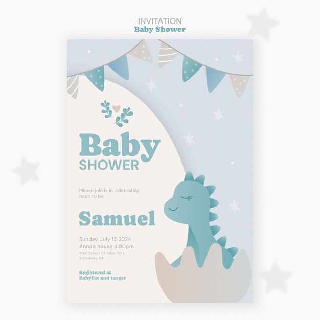 plantilla de invitación para la celebración de la ducha de bebé