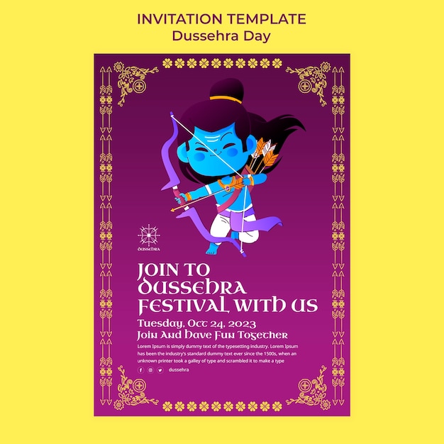 Plantilla de invitación a la celebración de Dussehra