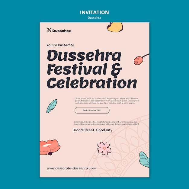 PSD gratuito plantilla de invitación a la celebración de dussehra