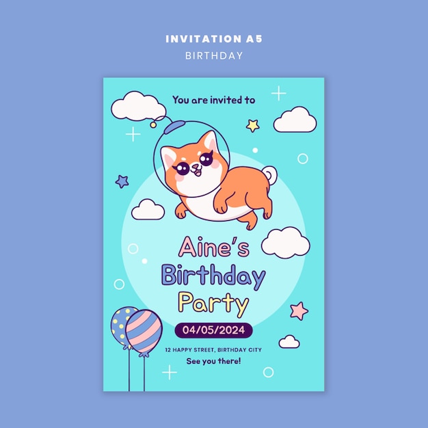 Plantilla de invitación para la celebración de un feliz cumpleaños