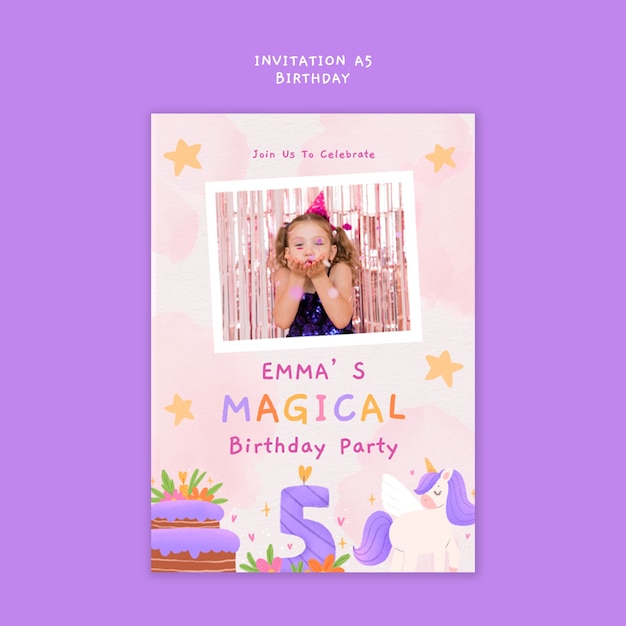 Plantilla de invitación para la celebración de un feliz cumpleaños