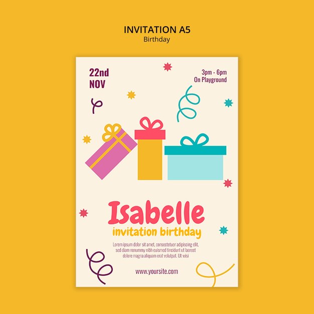 Plantilla de invitación para la celebración de un feliz cumpleaños