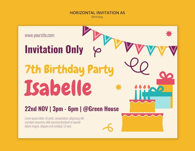 Plantilla de invitación para la celebración de un feliz cumpleaños