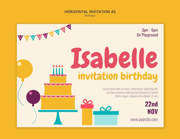 PSD gratuito plantilla de invitación para la celebración de un feliz cumpleaños