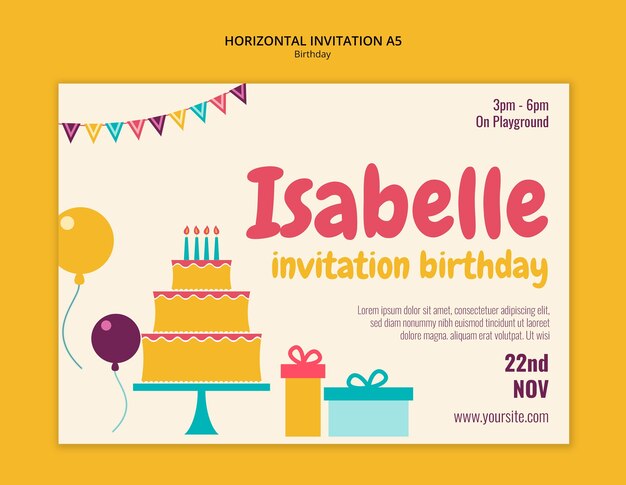 Plantilla de invitación para la celebración de un feliz cumpleaños