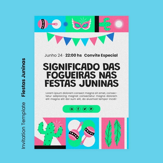 Plantilla de invitación de celebración de festa junina