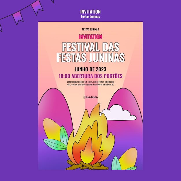 PSD gratuito plantilla de invitación de celebración de festas juninas