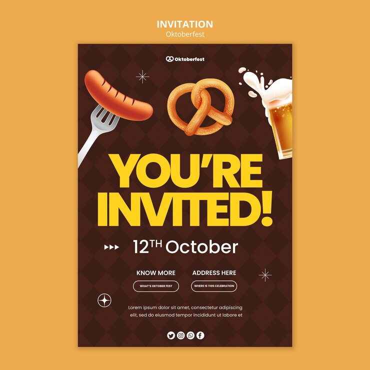PSD gratuito plantilla de invitación para la celebración del festival de la cerveza oktoberfest