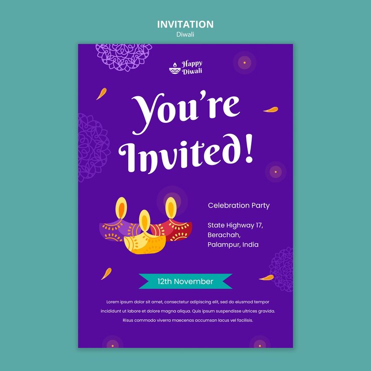 PSD gratuito plantilla de invitación a la celebración del festival de luces
