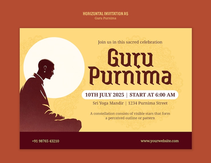 PSD gratuito plantilla de invitación para la celebración de guru purnima