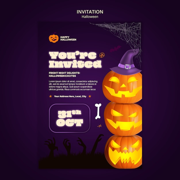 PSD gratuito plantilla de invitación de celebración de halloween