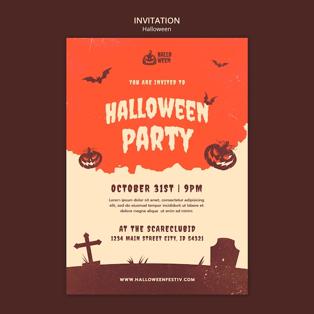 PSD gratuito plantilla de invitación para la celebración de halloween