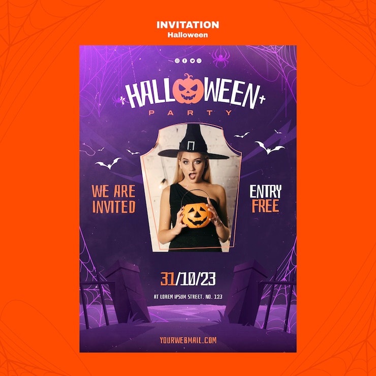 PSD gratuito plantilla de invitación para la celebración de halloween