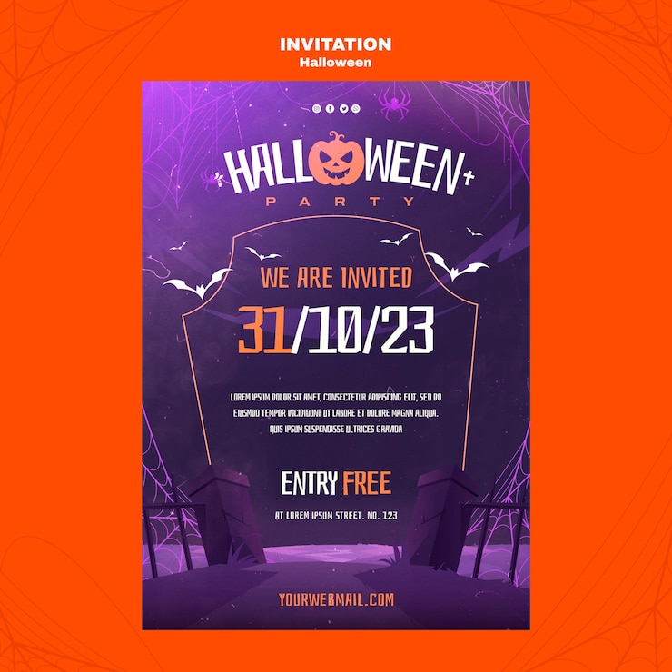 PSD gratuito plantilla de invitación para la celebración de halloween