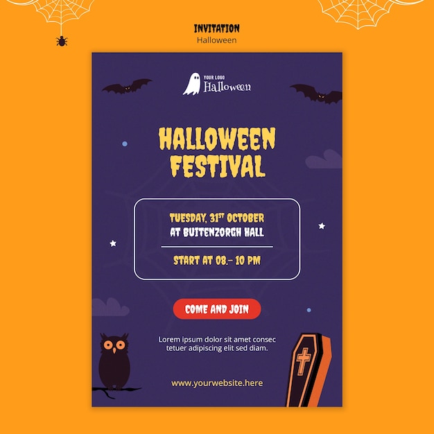 Plantilla de invitación para la celebración de halloween