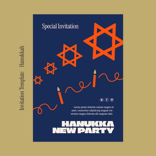 PSD gratuito plantilla de invitación a la celebración de hanukkah