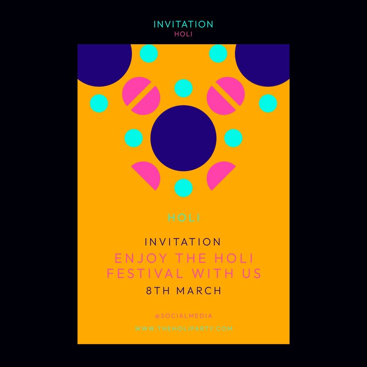 PSD gratuito plantilla de invitación de celebración holi