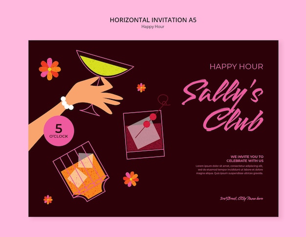 plantilla de invitación para la celebración de la hora feliz