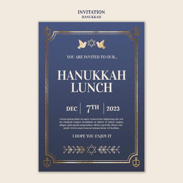Plantilla de invitación para la celebración judía de hanukkah