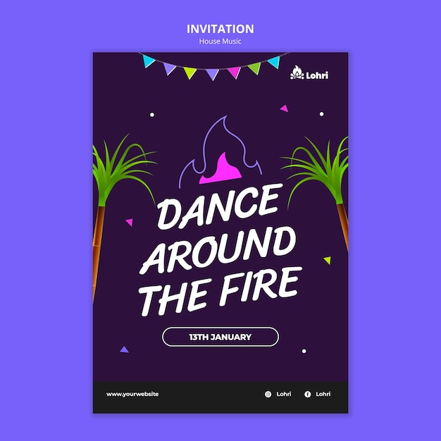 PSD gratuito plantilla de invitación para la celebración de lohri